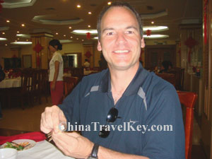 Travelers in Restaurant