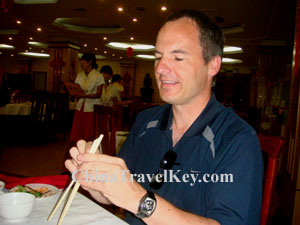 Travelers in Restaurant