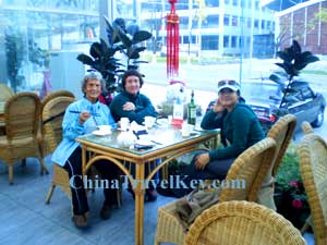 Travelers in Restaurant