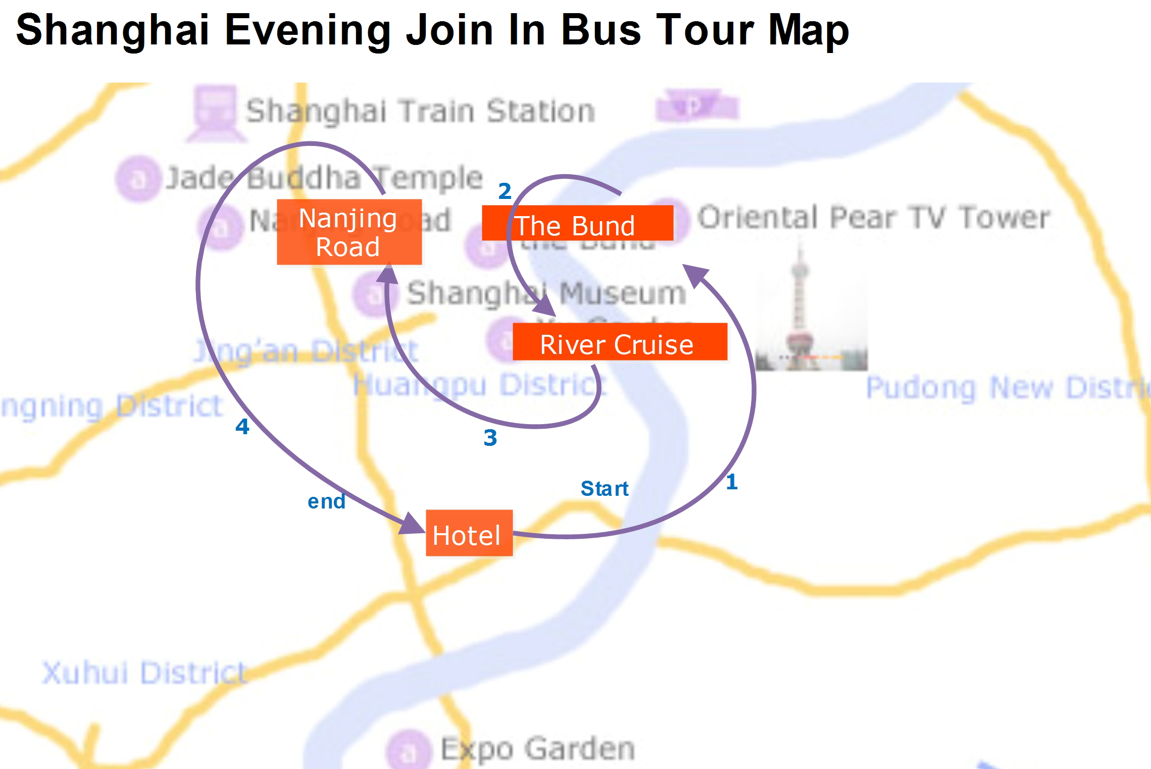 Shanghai Join In Evening Tour Map