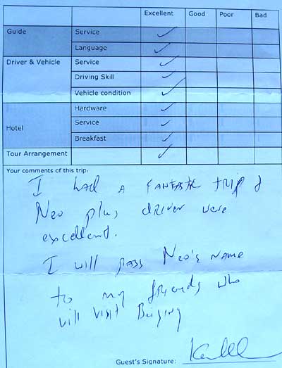 Beijing tour testimonial, click here to see more.