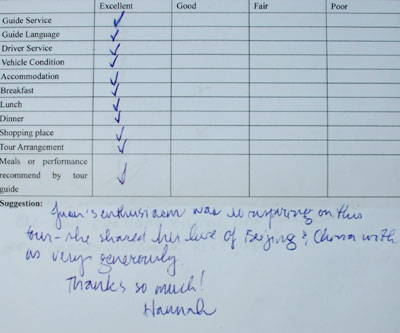 Testimonial of Beijing Shanghai Tour. Click here to see more.