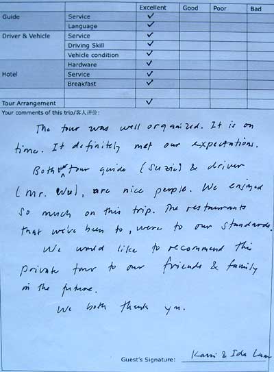 Jinan tour testimonial, click here to see more.