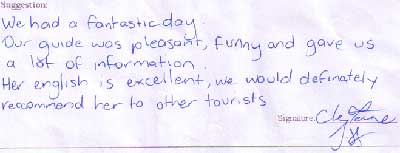 Xian Tour Testimonial, click here to see more.