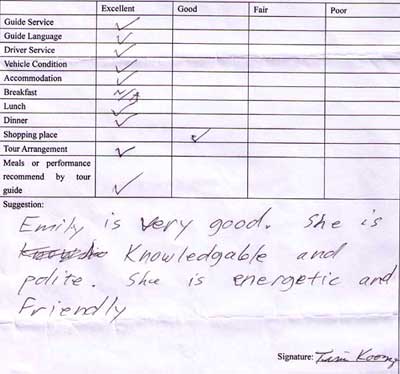 Testimonial of Xian Tour. Click here to see more.
